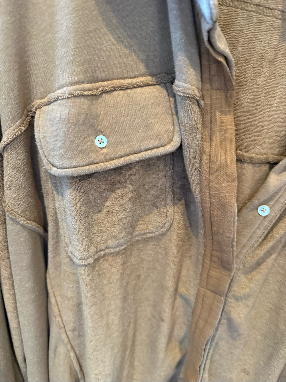 Free People Sweatshirt Hi Lo Slouchy Button Pockets Burnt Sienna Brow - Picture 7 of 10